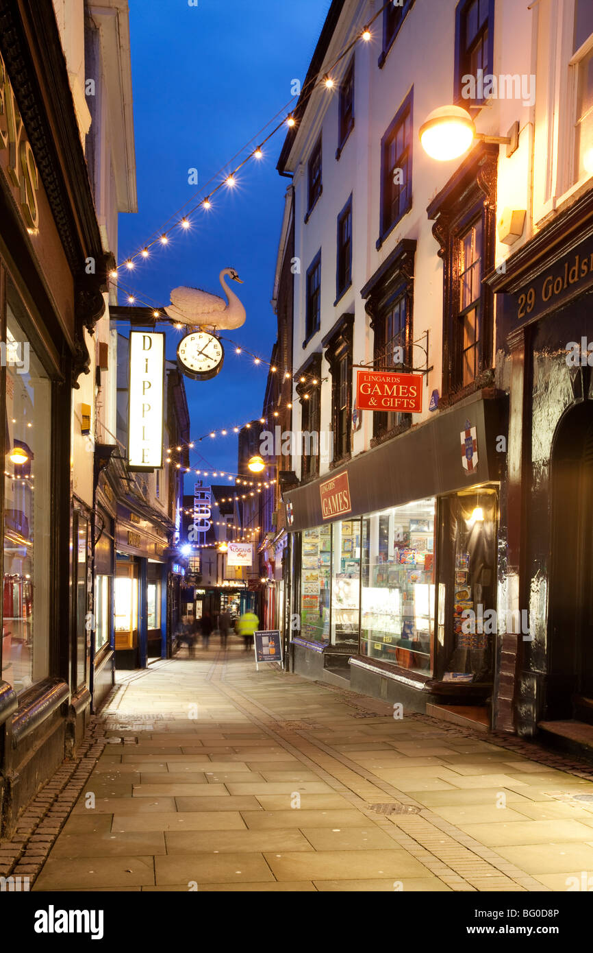 Late night Christmas shopping at Swan Lane in Norwich City Centre Stock Photo