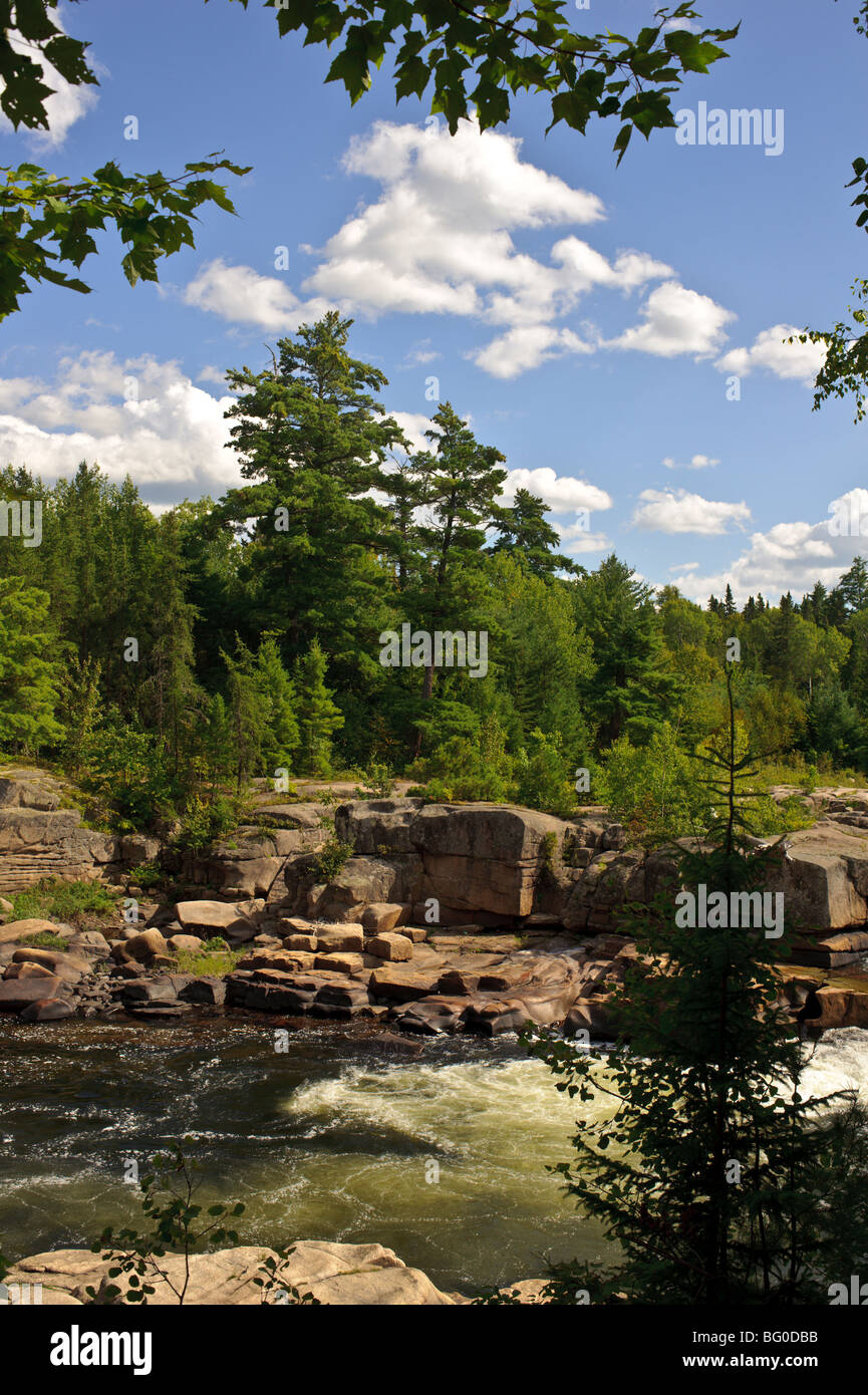 Pabineau falls and Pabineau river running threw worn cliffs in Eastern