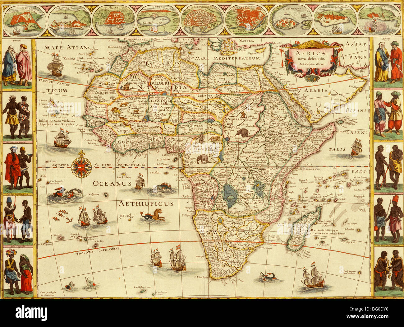 Old Map of Africa Stock Photo