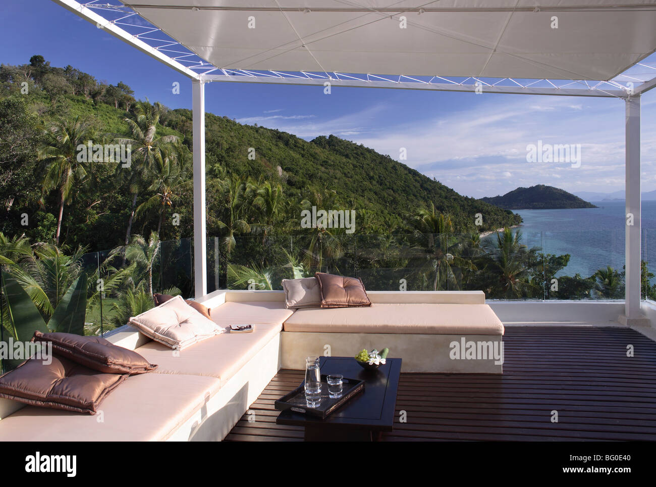 Outdoor Lounge of a villa in Koh Samui Island, Thailand Stock Photo