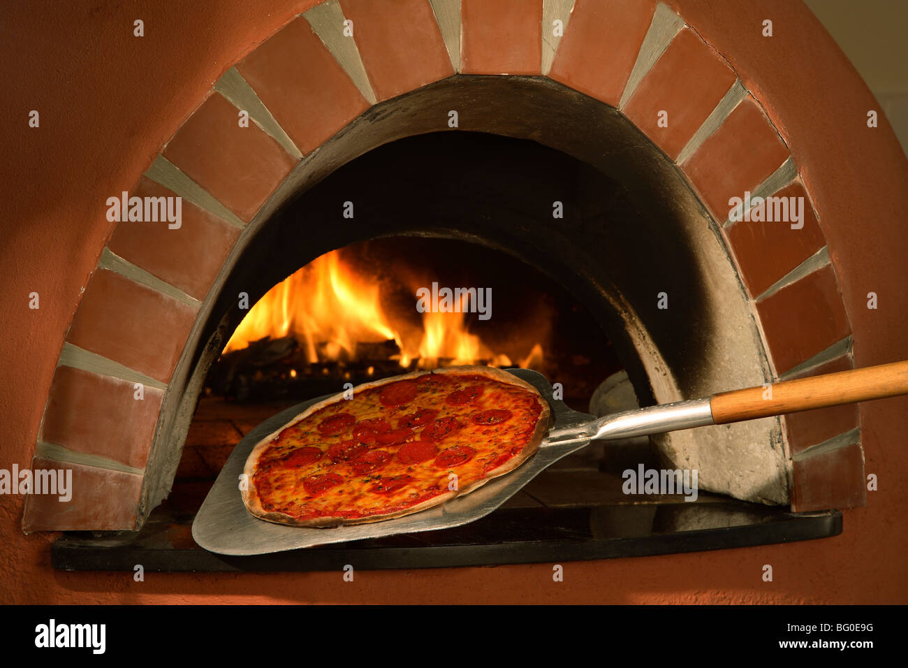 Pizza from the woodfired oven, Italy, Europe Stock Photo Alamy