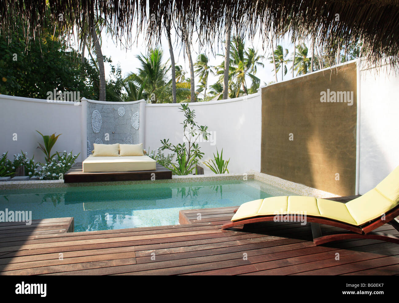 Pool at Coco Palm Bodu Hithi Resort in the Maldives, Indian Ocean, Asia Stock Photo