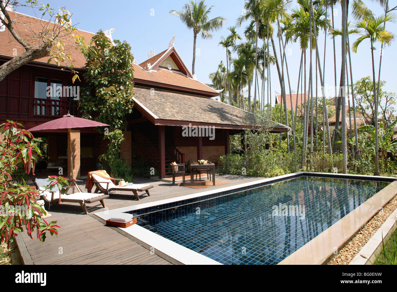 Pool of Villa at the Mandarin Oriental Dhara Dhevi Hotel in Chiang Mai, Thailand, Southeast Asia, Asia Stock Photo