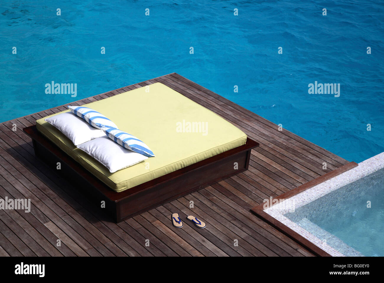 Pool at the Spa at the Coco Palm Bodu Hithi in the Maldives, Indian Ocean, Asia Stock Photo