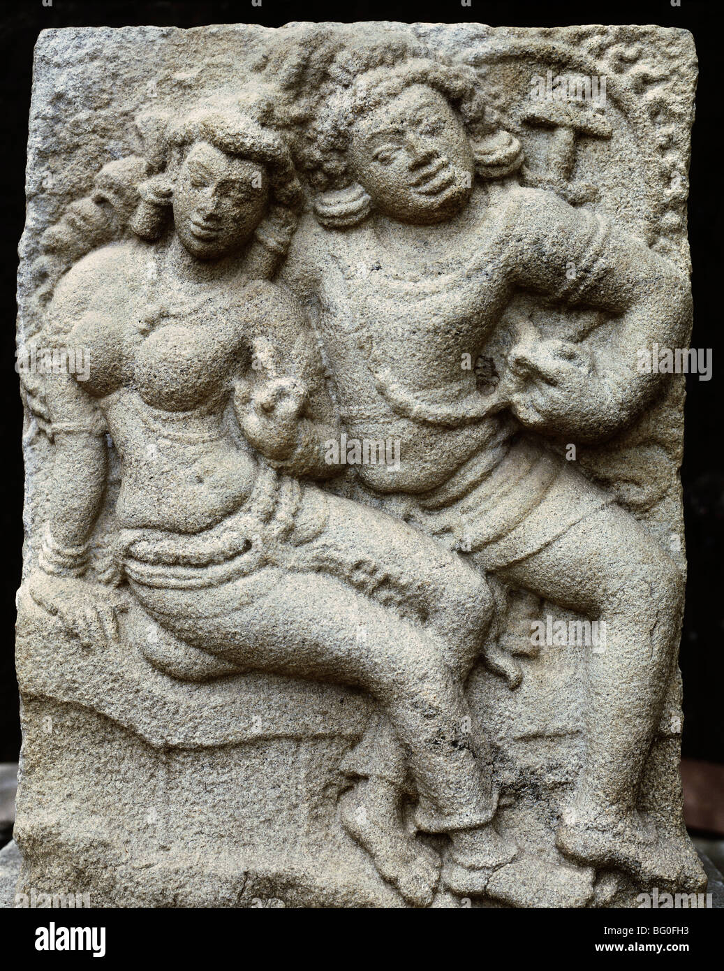 Isurumuni Lovers a 6th century Gupta style carving in Anuradhapura, Sri Lanka, Asia Stock Photo