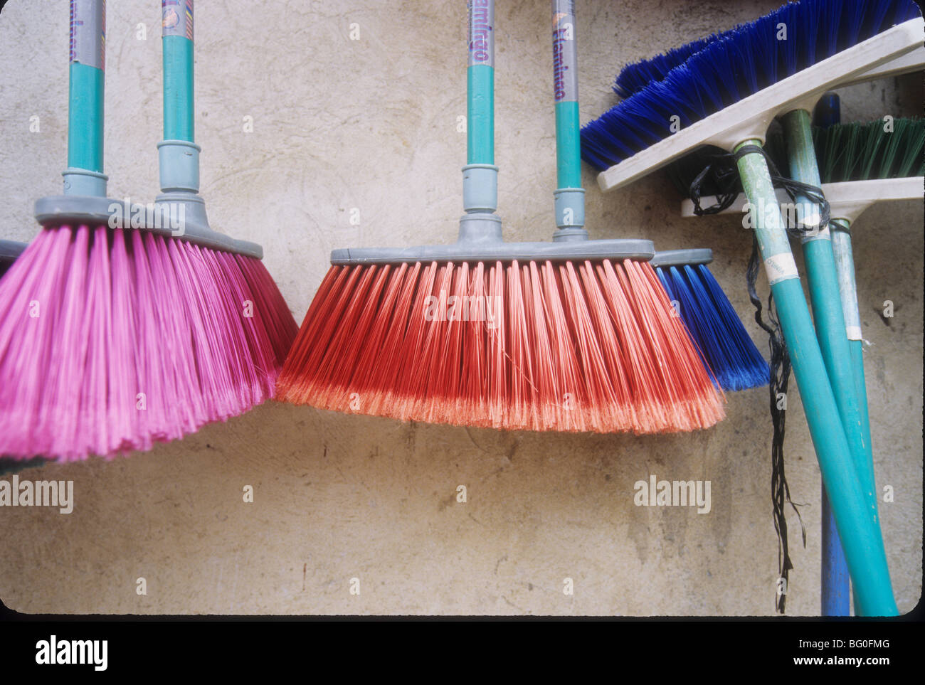 Brooms for sale at small shop, Joyabaj, Guatemala Stock Photo Alamy