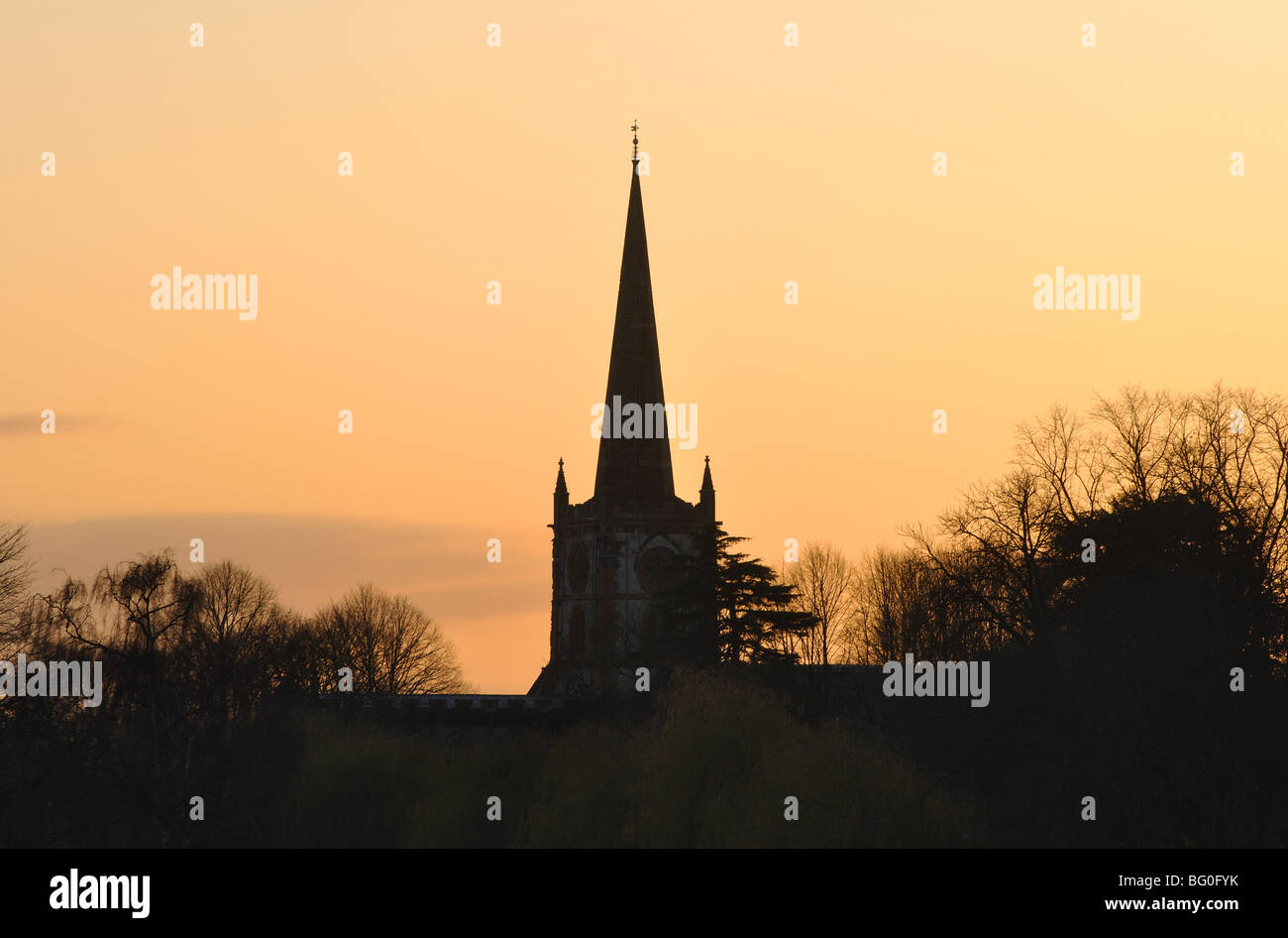 Holy Trinity Church at sunset, Stratford-upon-Avon, Warwickshire, England, UK Stock Photo