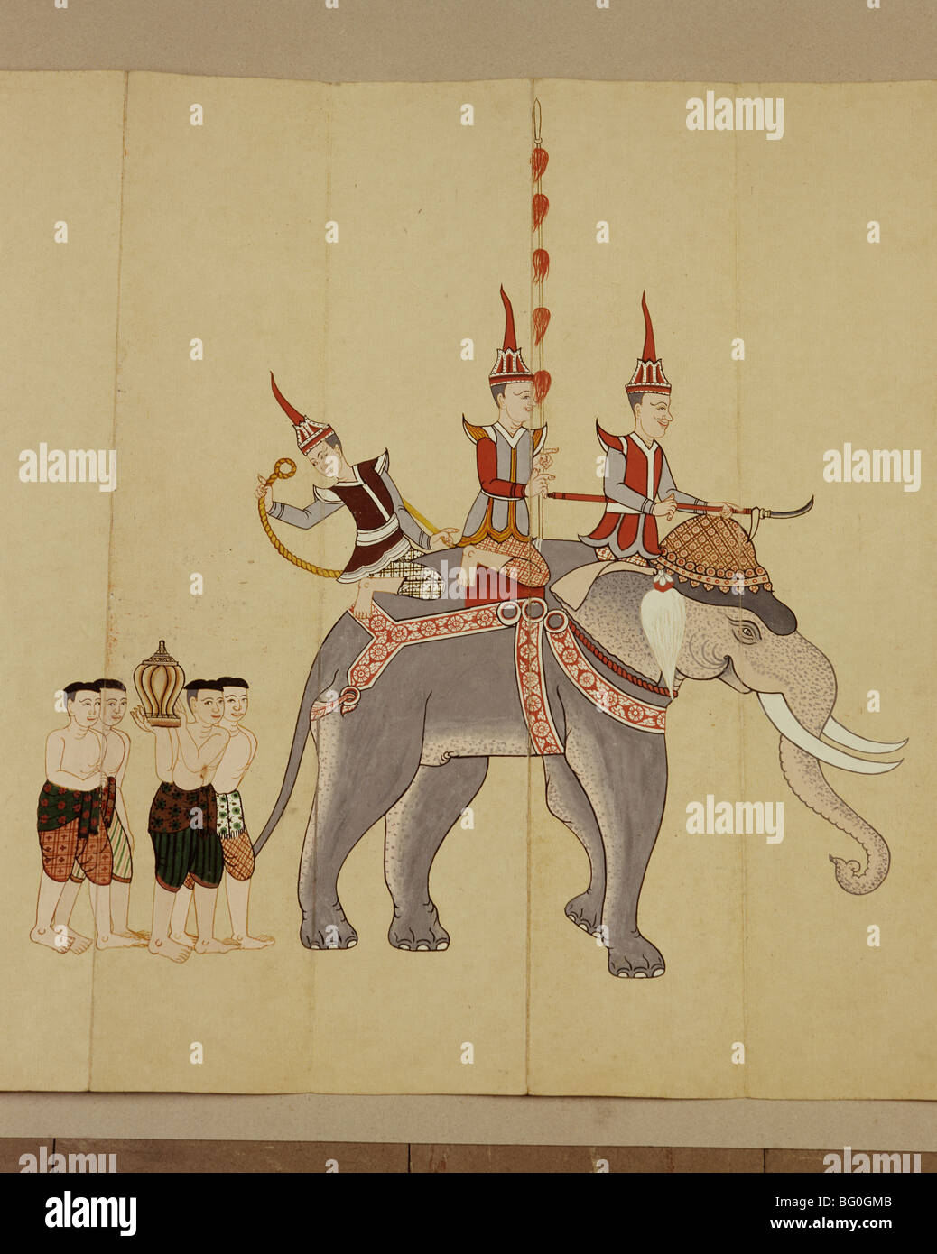 Thai manuscript on elephants, Thailand, Southeast Asia, Asia Stock Photo