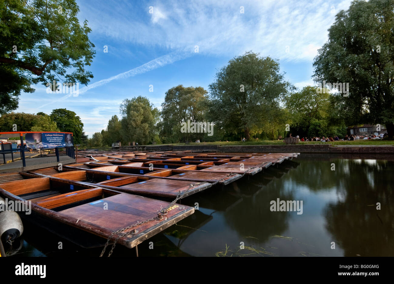 Punts on the River Cam at Scudamores Punt hire Cambridge Stock Photo