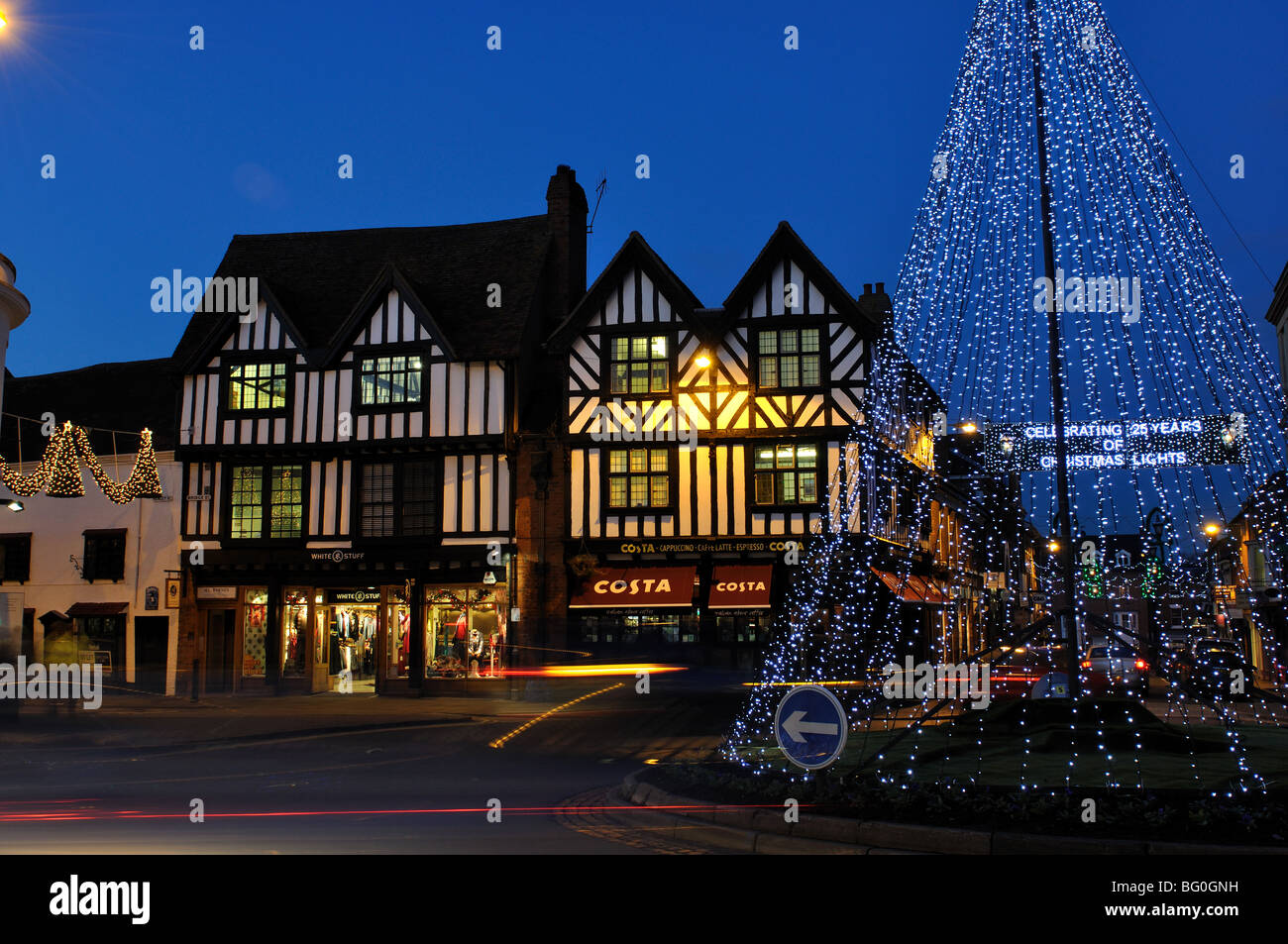 Bridge Street with Christmas lights, StratforduponAvon, Warwickshire