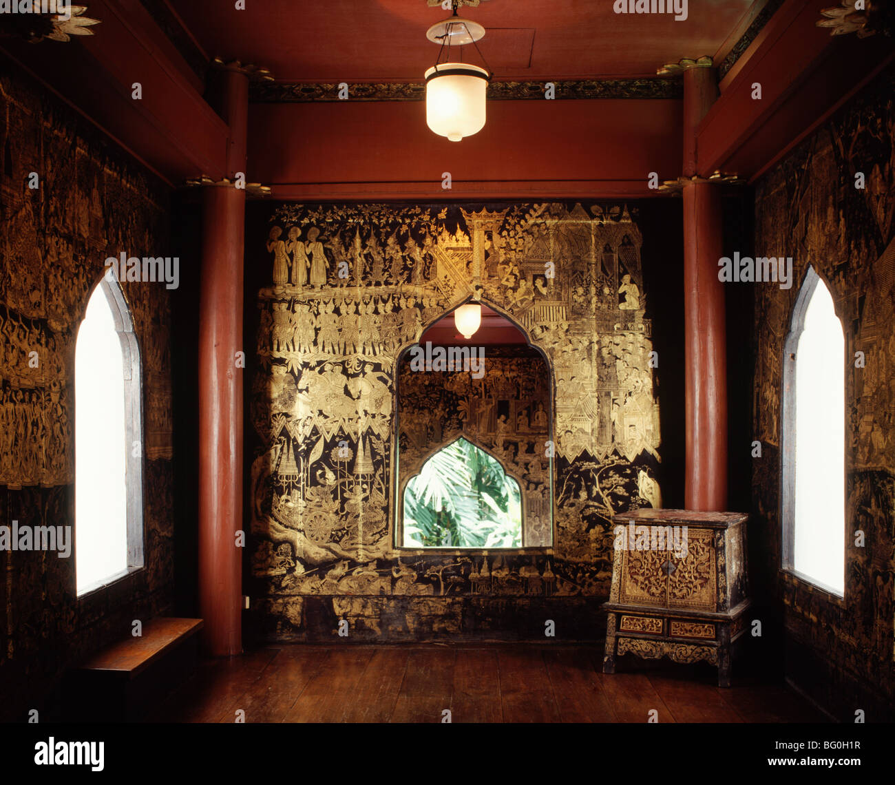 Interior of the Lacquer Pavilion in the garden, Suan Pakkad Palace (Cabbage Garden Palace), Bangkok, Thailand, Asia Stock Photo