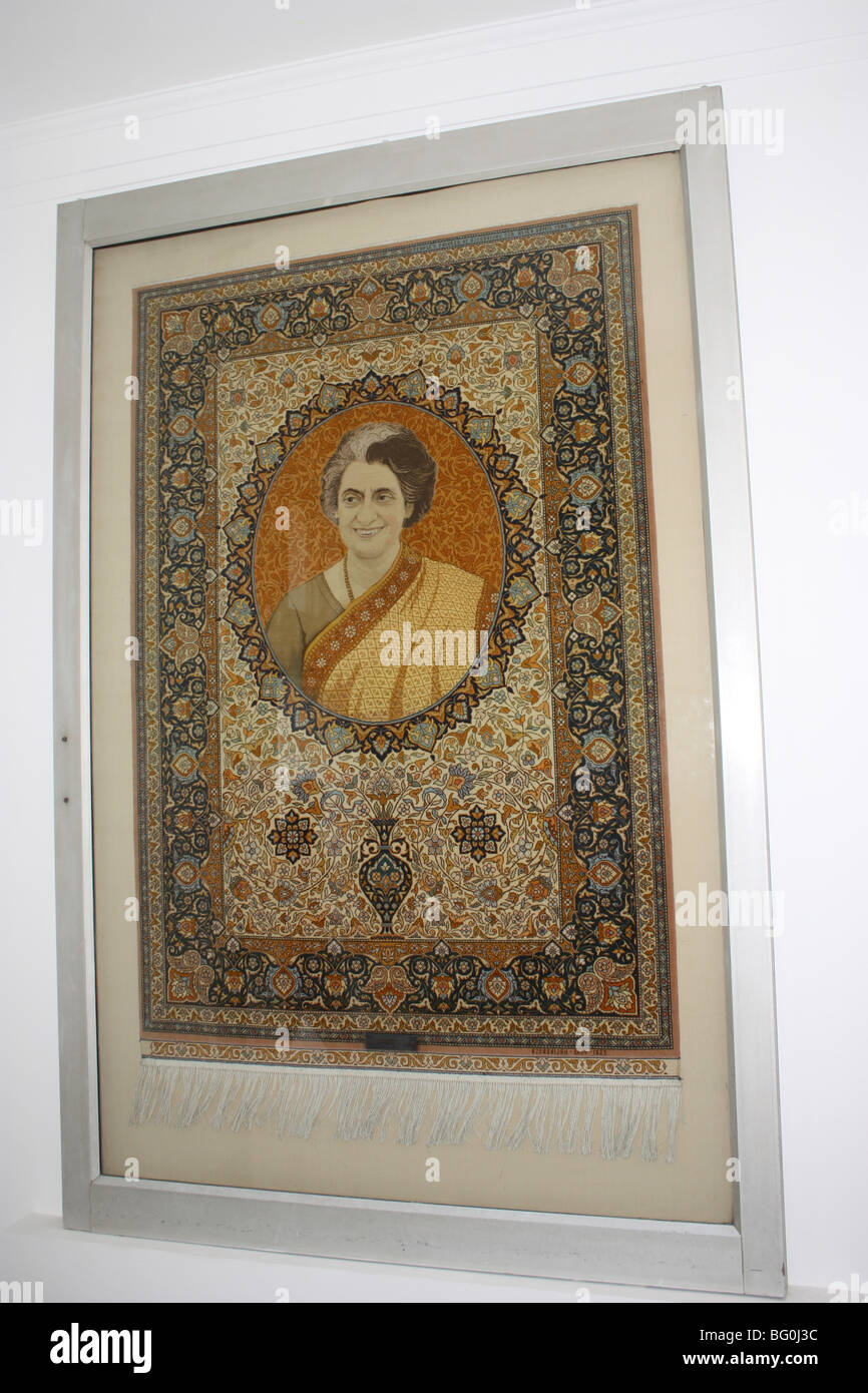 photo of indira gandhi - former prime minister of india embedded in a cloth textile Stock Photo
