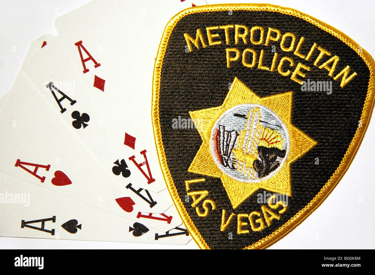 Four Aces cards and patch of the Las Vegas Metropolitan Police ...