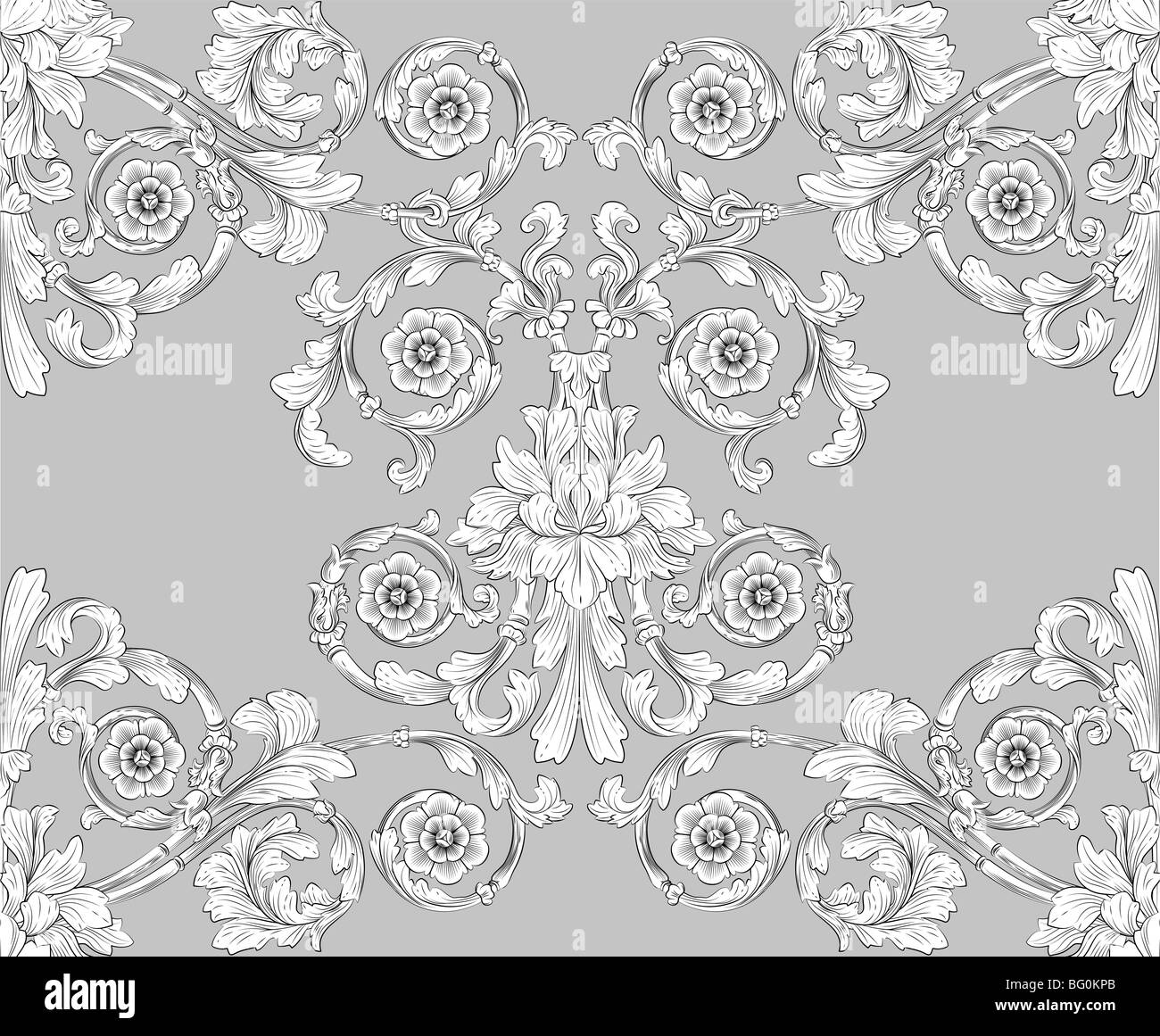 seamless tiling floral wallpaper pattern Stock Photo