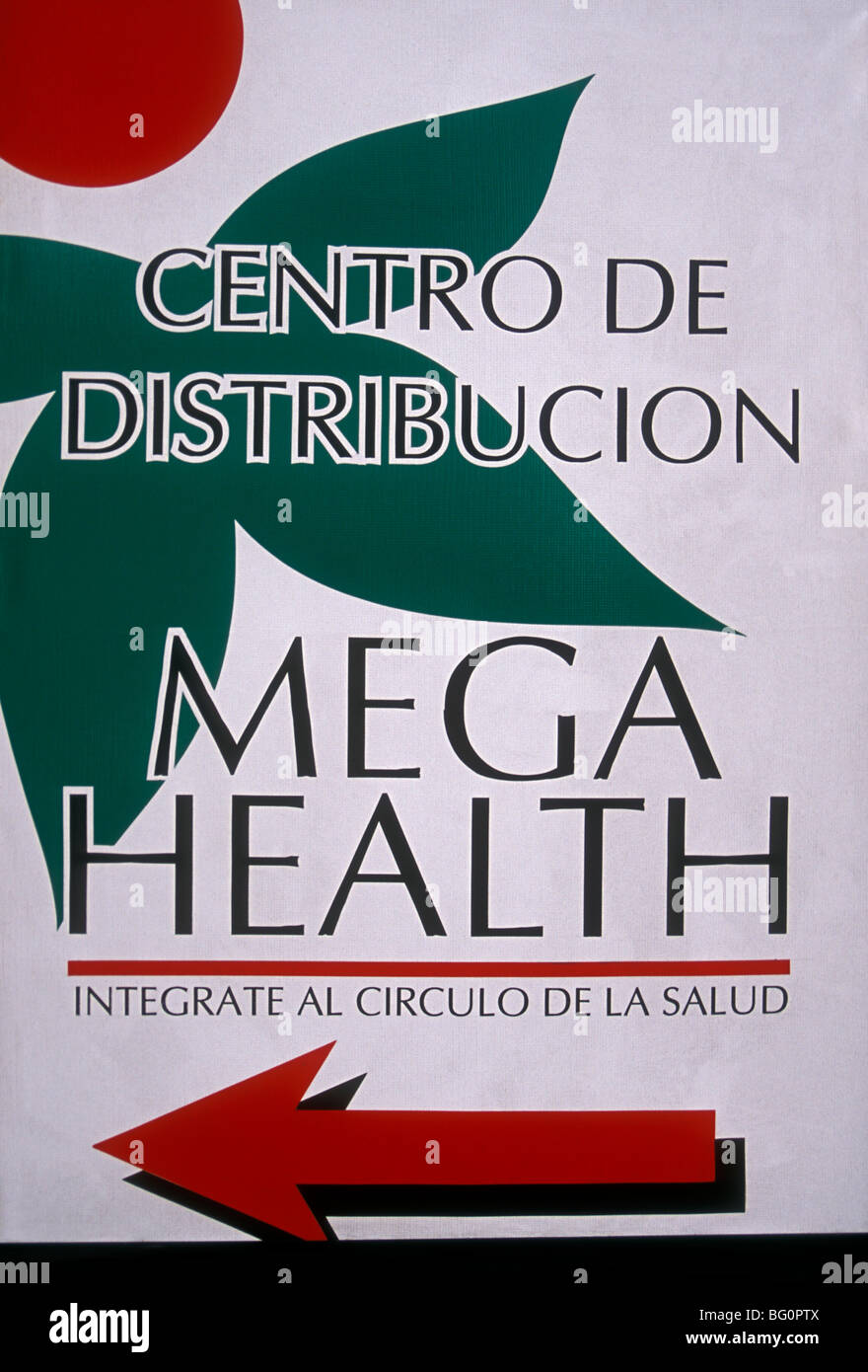 Spanish language sign, Mega Health, whole food, Zona Rosa, Mexico City, Federal District, Mexico Stock Photo