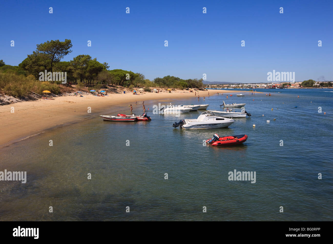 Ilha de Tavira, a sand dune island and popular beach, Ria Formosa Nature Park, Algarve, Portugal, Europe Stock Photo