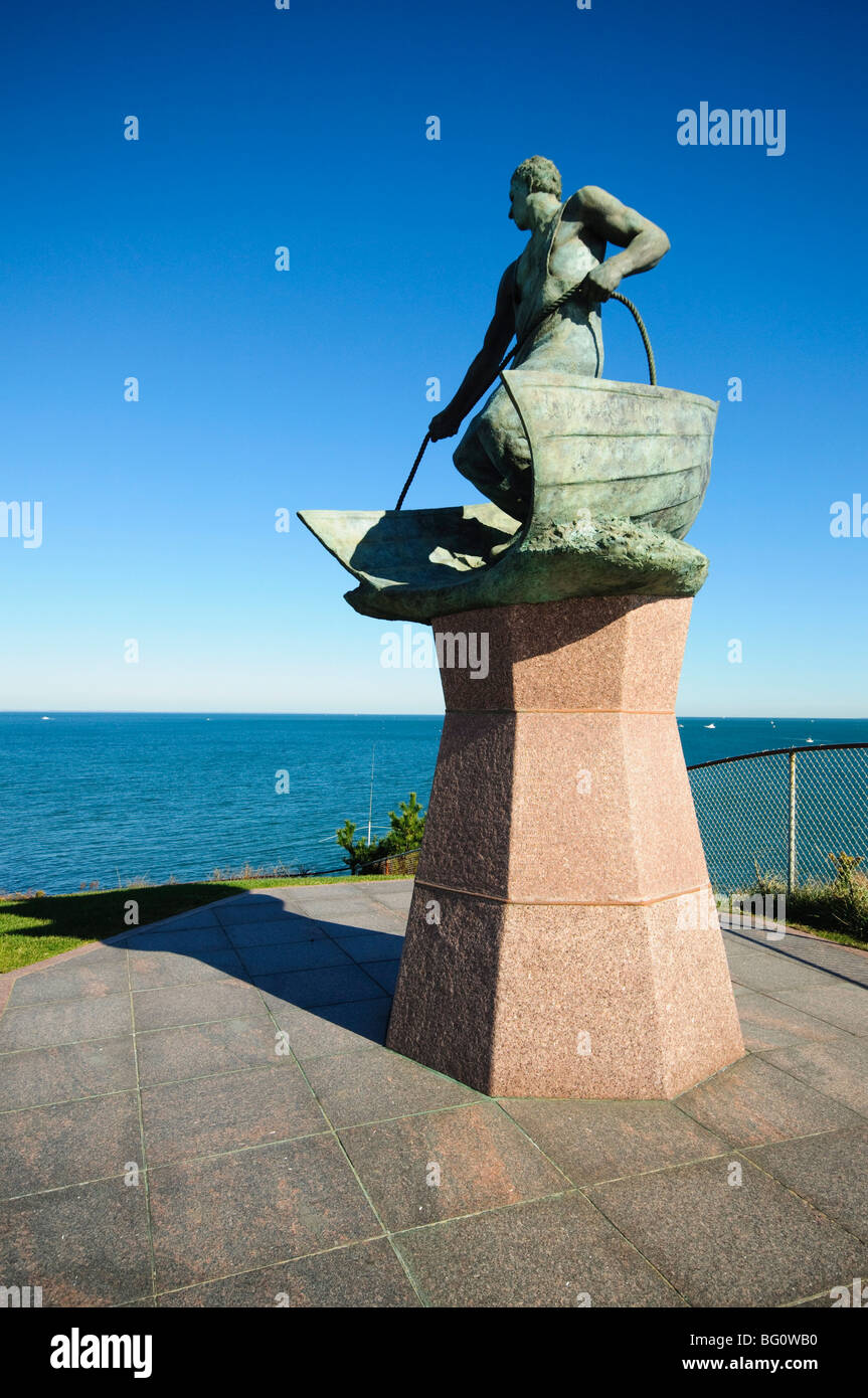 Memorial statue to all those lost at sea, Montauk Point Lighthouse, Montauk, Long Island, New York State, USA Stock Photo
