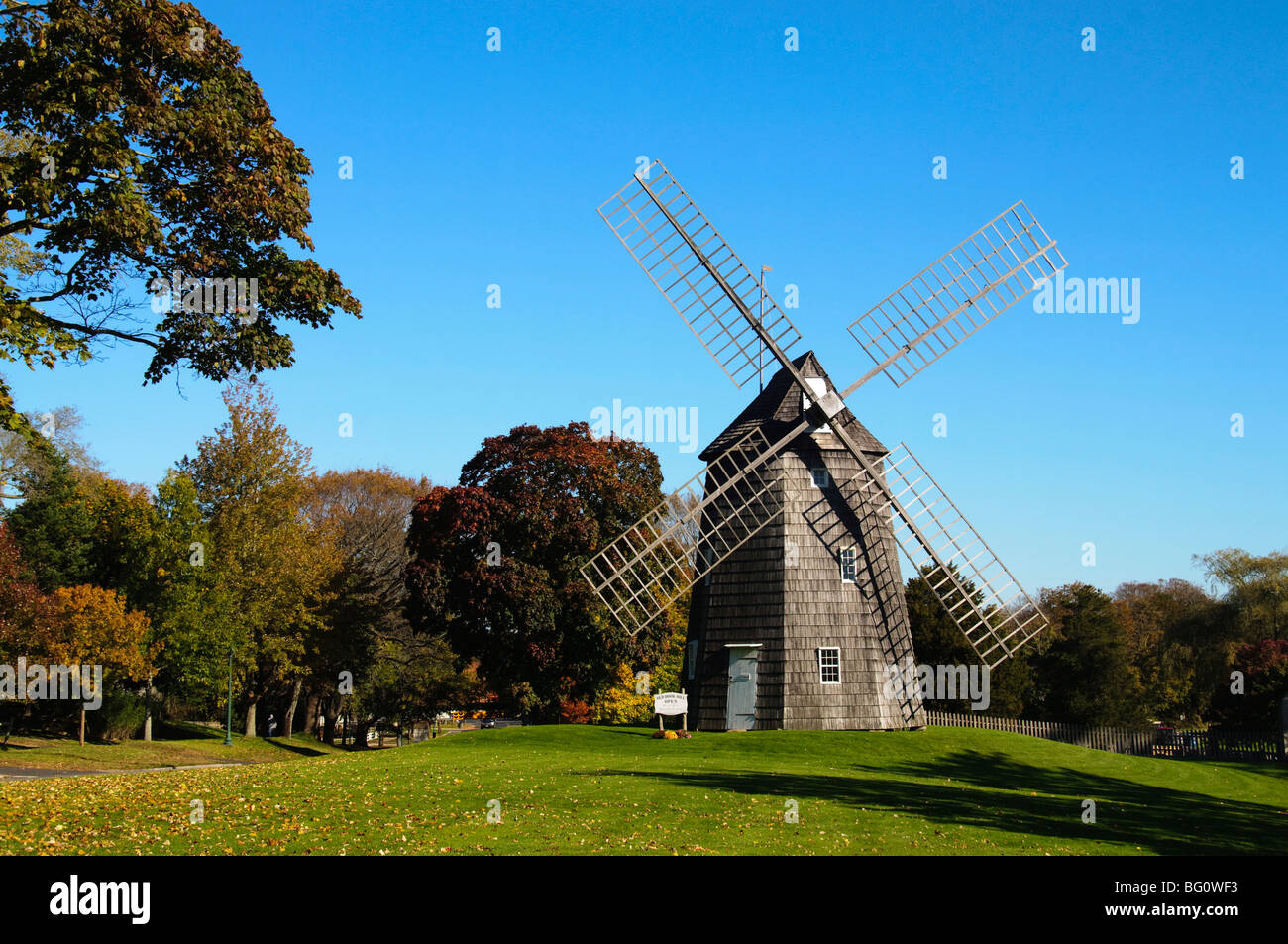 Old Hook Windmill, East Hampton, The Hamptons, Long Island, New York State, United States of America, North America Stock Photo