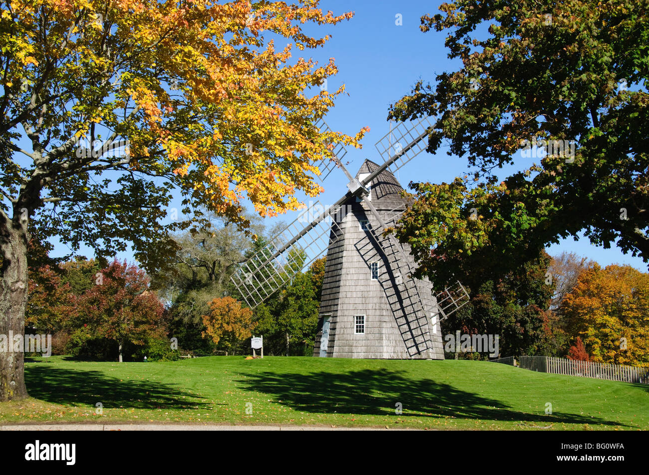 Old Hook Windmill, East Hampton, The Hamptons, Long Island, New York State, United States of America, North America Stock Photo