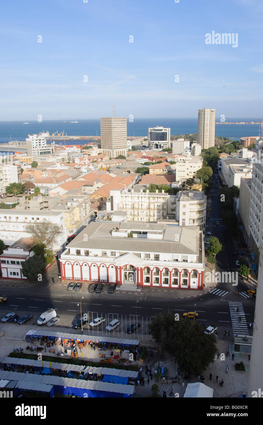 Independence Square in foreground, Dakar, Senegal, West Africa, Africa Stock Photo