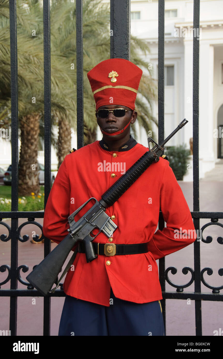 Guard at the Presidential Palace, Dakar, Senegal, West Africa, Africa Stock Photo