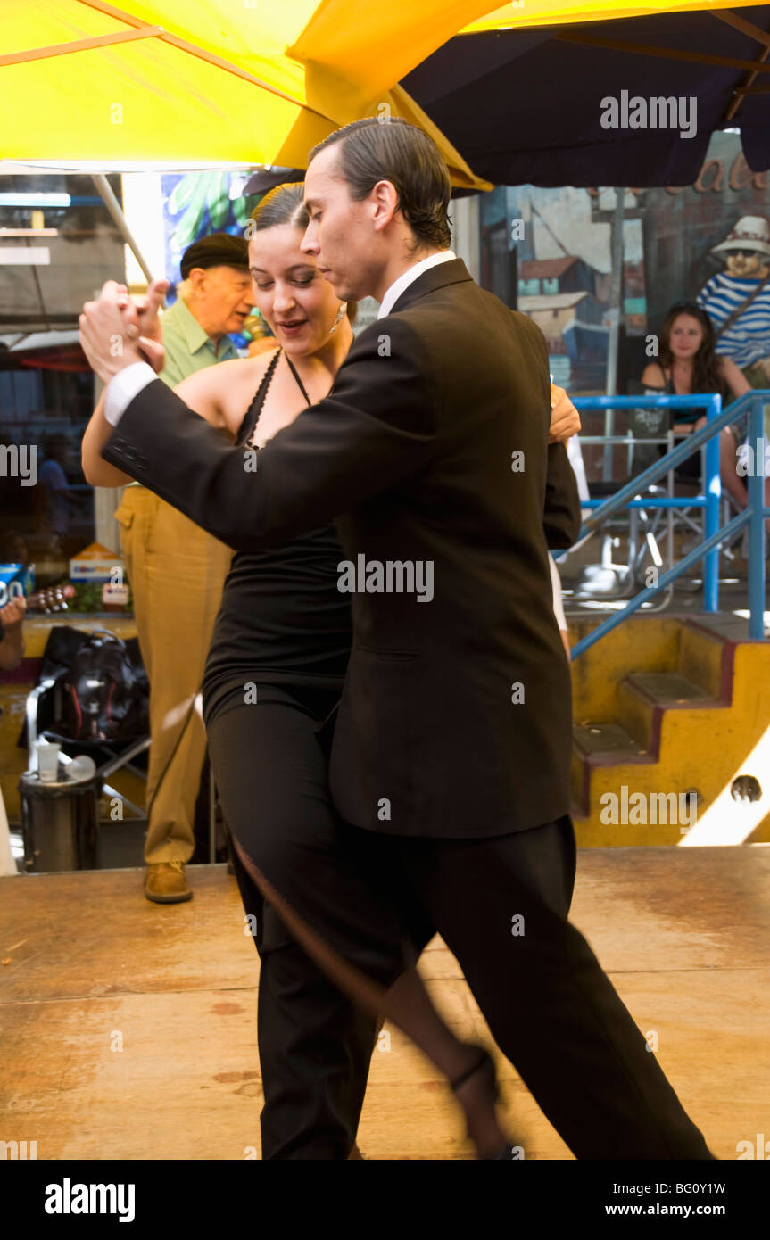 Tango dancers in restaurant in the La Boca district, Buenos Aires, Argentina, South America Stock Photo