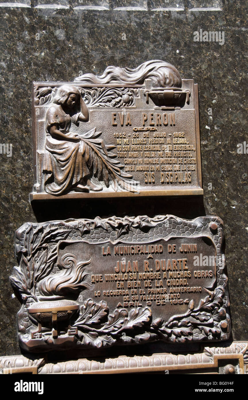 Eva Peron's (Evita's) grave, Cementerio de la Recoleta, Cemetery in Recoleta, Buenos Aires, Argentina, South America Stock Photo