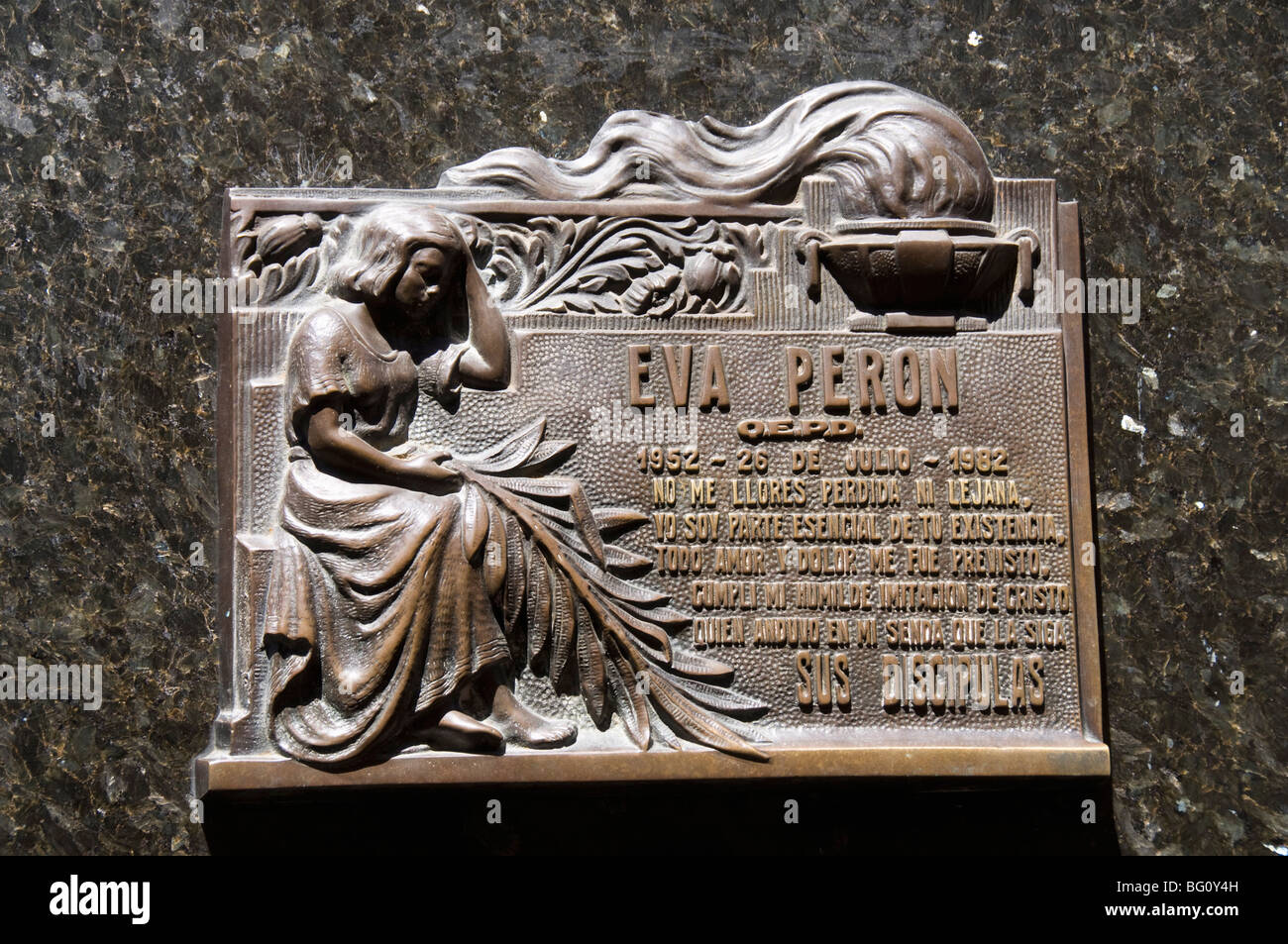 Eva Peron's (Evita's) grave, Cementerio de la Recoleta, Cemetery in Recoleta, Buenos Aires, Argentina, South America Stock Photo