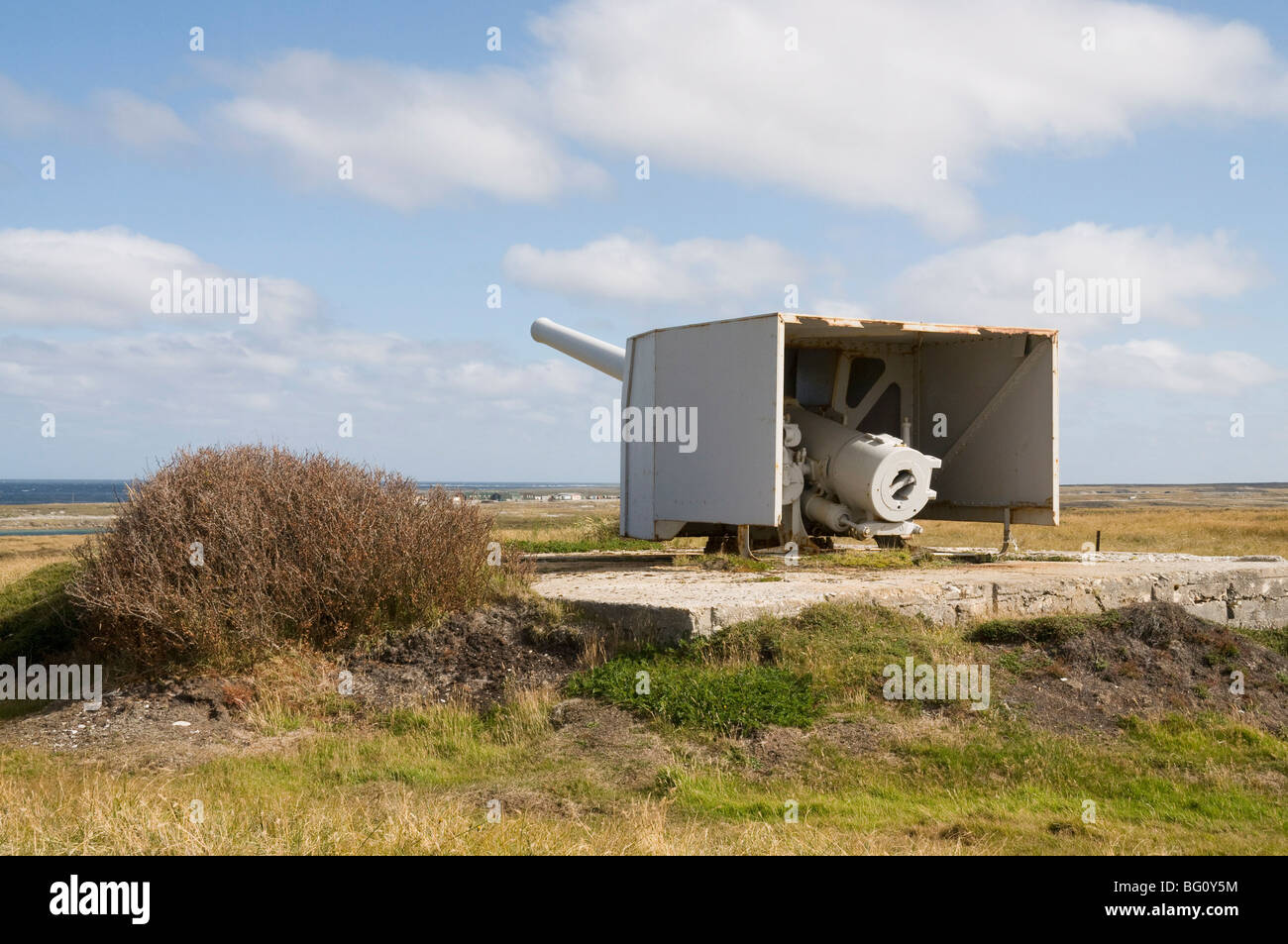 Old World War II gun, Port Stanley, Falkland Islands, South America Stock Photo