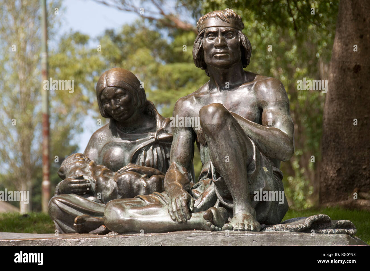 Statue of Carruas indians, Montevideo, Uruguay, South America Stock Photo