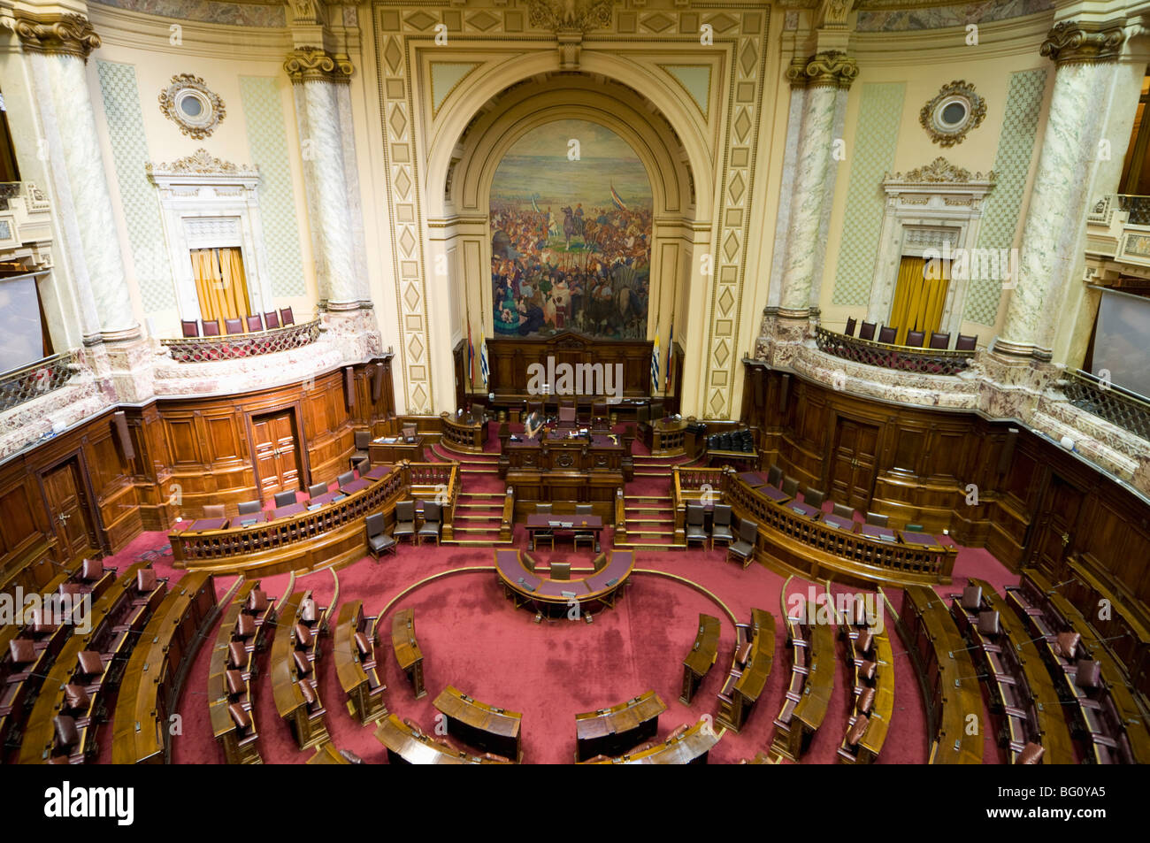 Legislative chamber, interior of Palacio Legislativo, the main building of government, Montevideo, Uruguay, South America Stock Photo