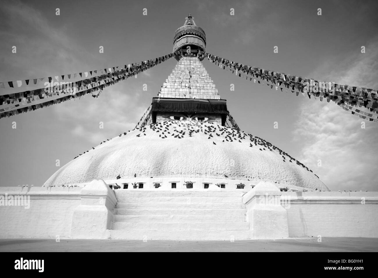 Bodhnath stupa in Kathmandu, Nepal is an UNESCO World Heritage Site and one of the largest stupas in the world Stock Photo