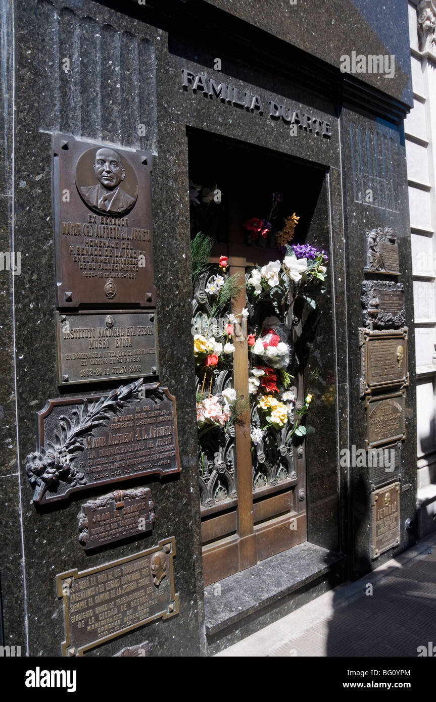 Grave of Eva Peron (Evita), Cementerio de la Recoleta, Cemetery in Recoleta, Buenos Aires, Argentina, South America Stock Photo