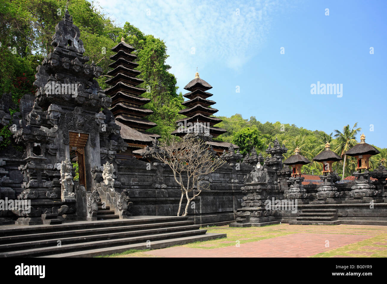 Pura Goa Lawah Temple in Bali, also known as Bat Cave Temple because of the thousands of bats that live there. Stock Photo