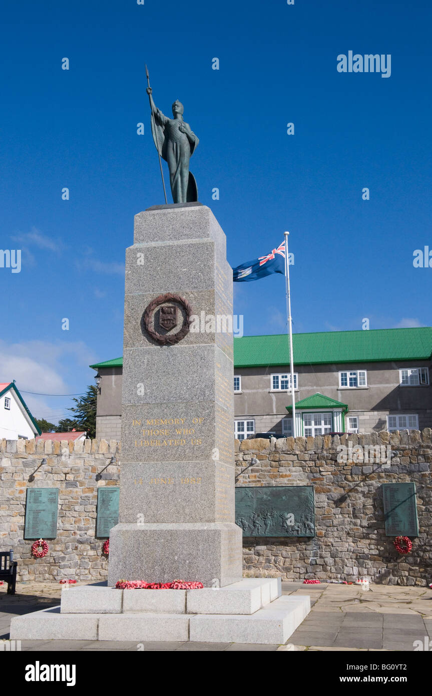 War memorial for Falklands War with Argentina, Port Stanley, Falkland Islands, South America Stock Photo