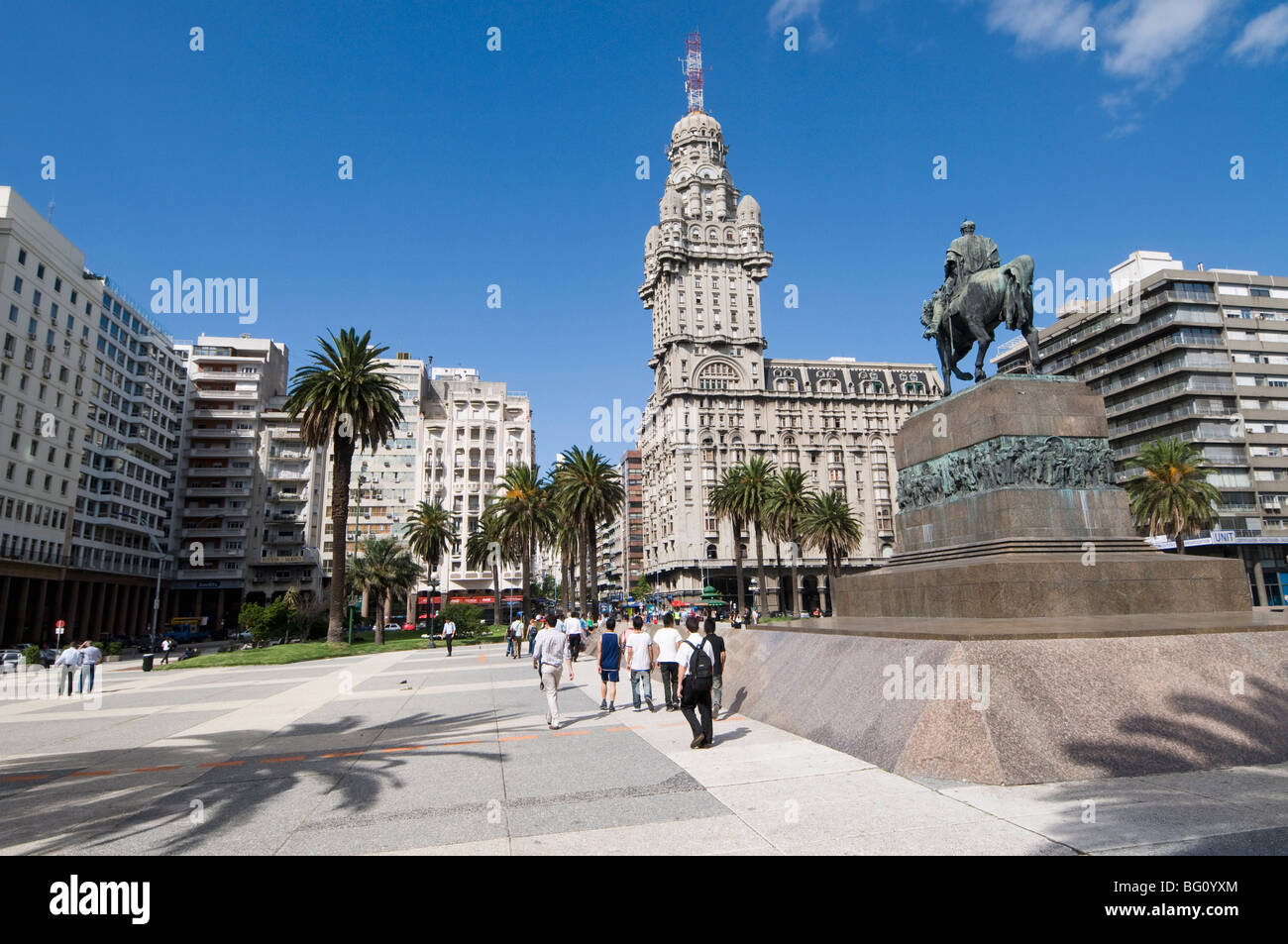 Palacio Salvo, on east side of Plaza Independencia (Independence Square), Montevideo, Uruguay, South America Stock Photo