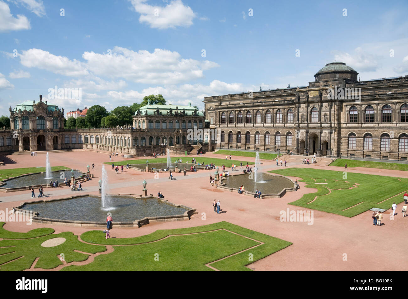 Gallery of Old Masters in background, Zwinger, Dresden, Saxony, Germany, Europe Stock Photo
