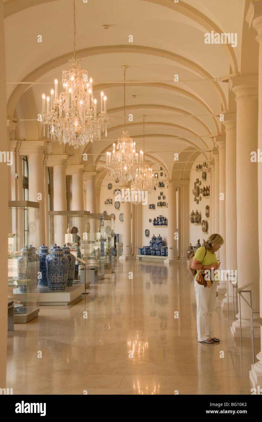 World famous porcelain collection in the Zwinger, Dresden, Saxony, Germany, Europe Stock Photo