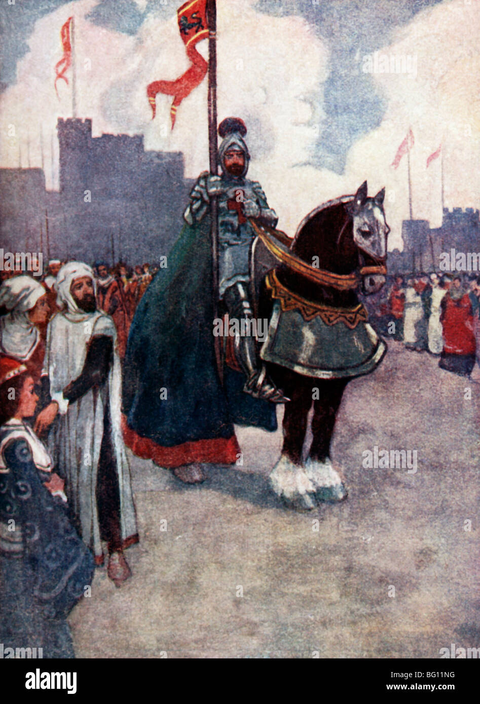 Illustration Of King Richard I Leaving To Fight In The Crusades In Palestine Illustration Stock Photo