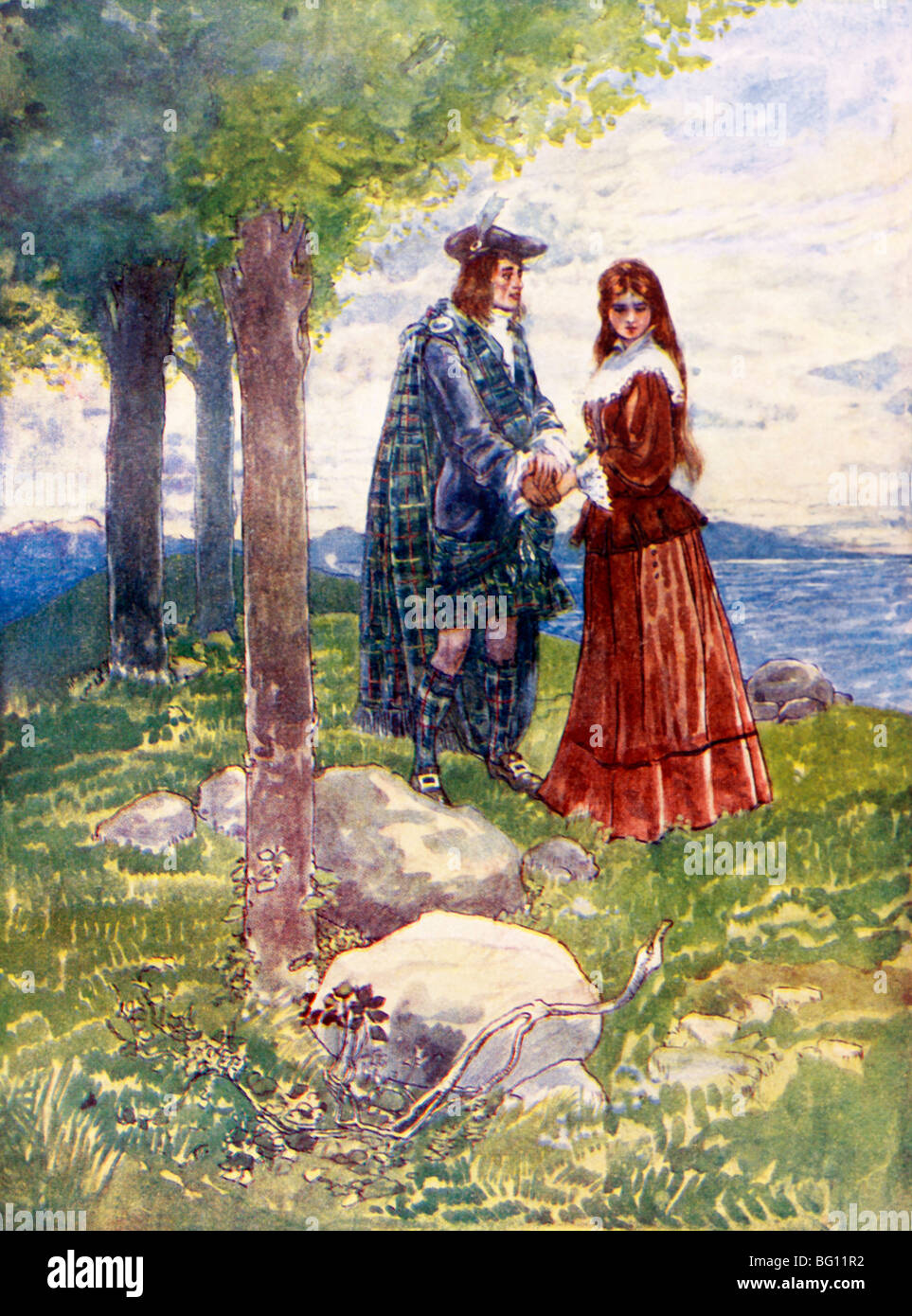 Illustration Of Prince Charles And Flora Macdonald Saying A Sad Farewell After Helping Him Escape To France Stock Photo