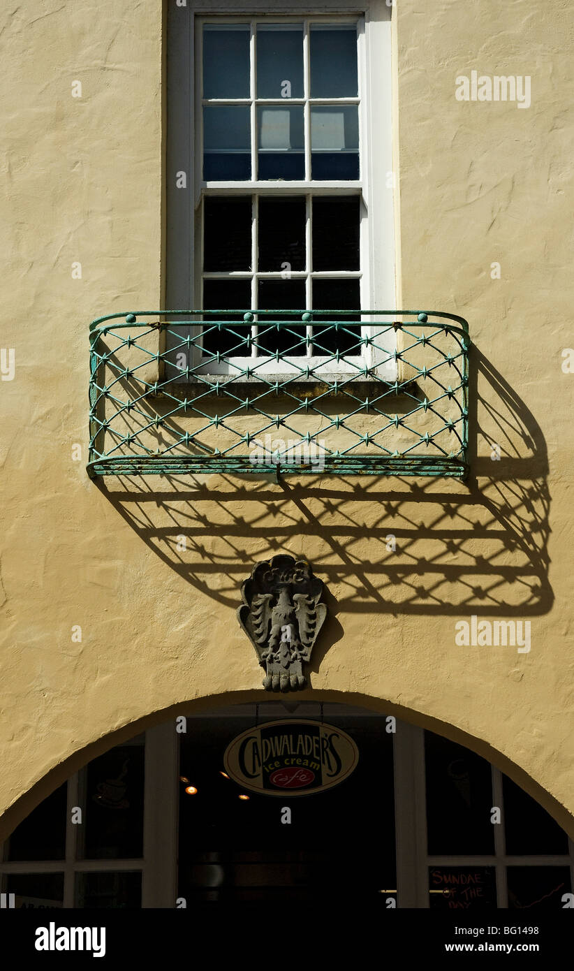 Window metal balcony and strong shadow Stock Photo