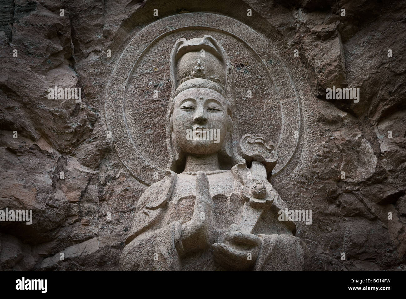 Statue of Guanyin (觀音) the Buddhist Goddess of Mercy Stock Photo