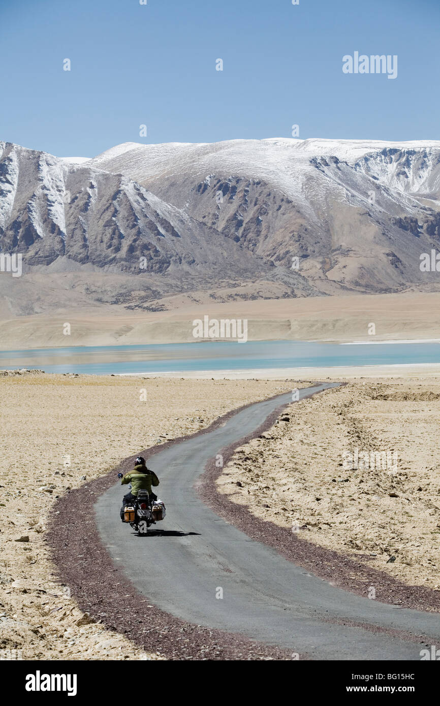 Royal Enfield motorbike in Himalayan mountains, Ladakh, India Stock