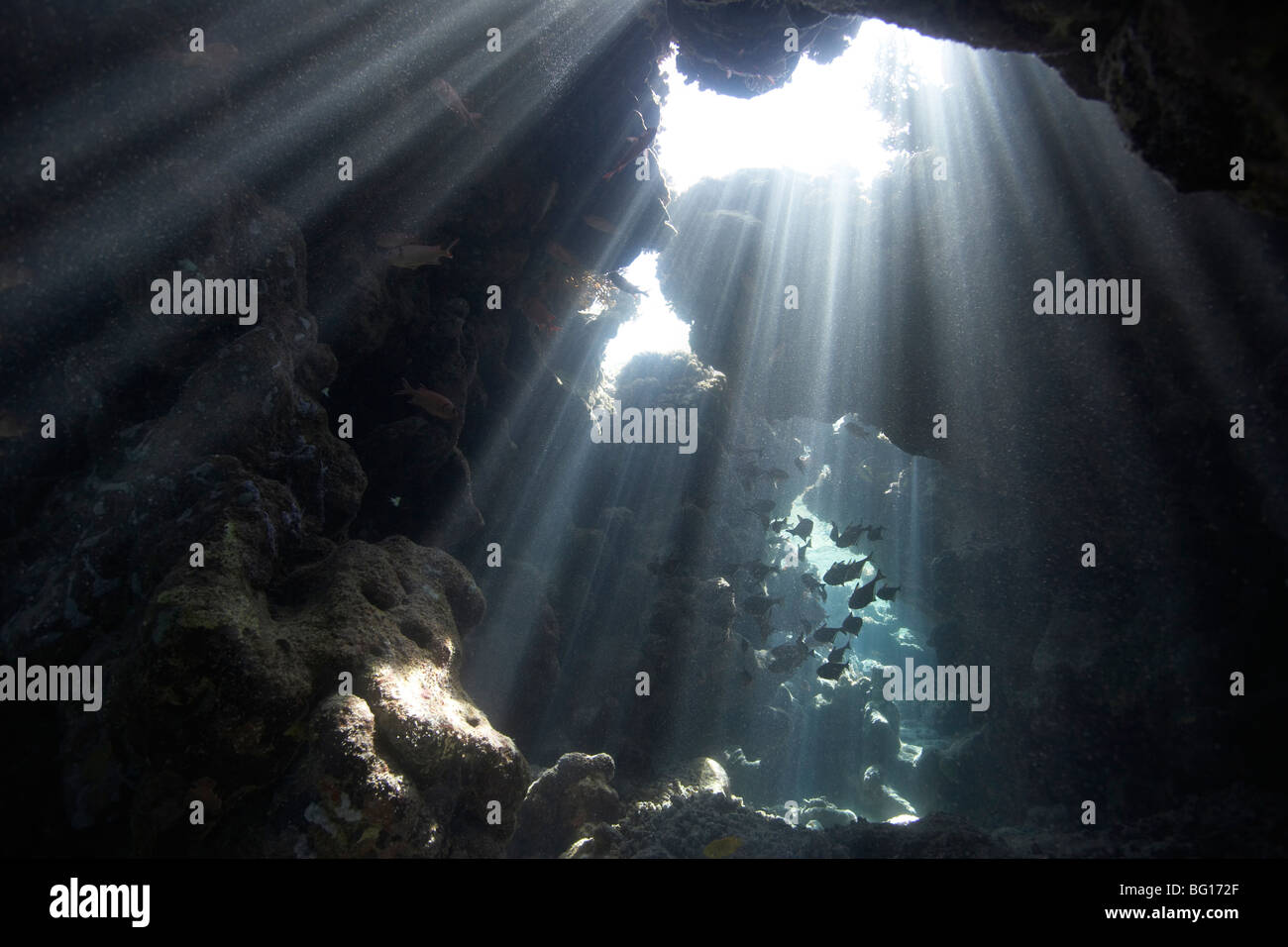 Underwater cave Stock Photo