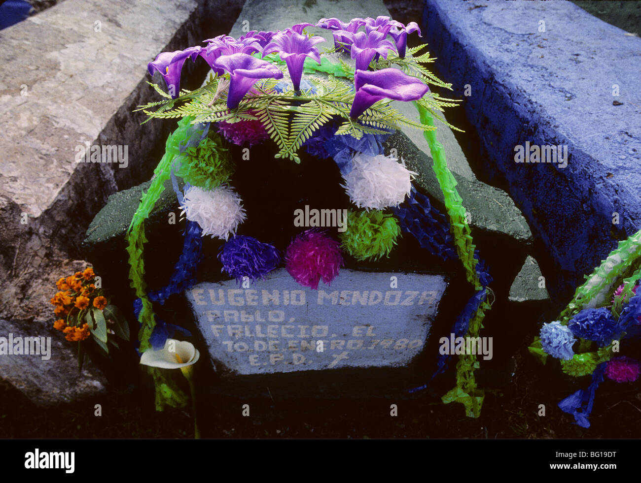 A tombstone decorated for the Day of the Dead Festival, Todos Santos