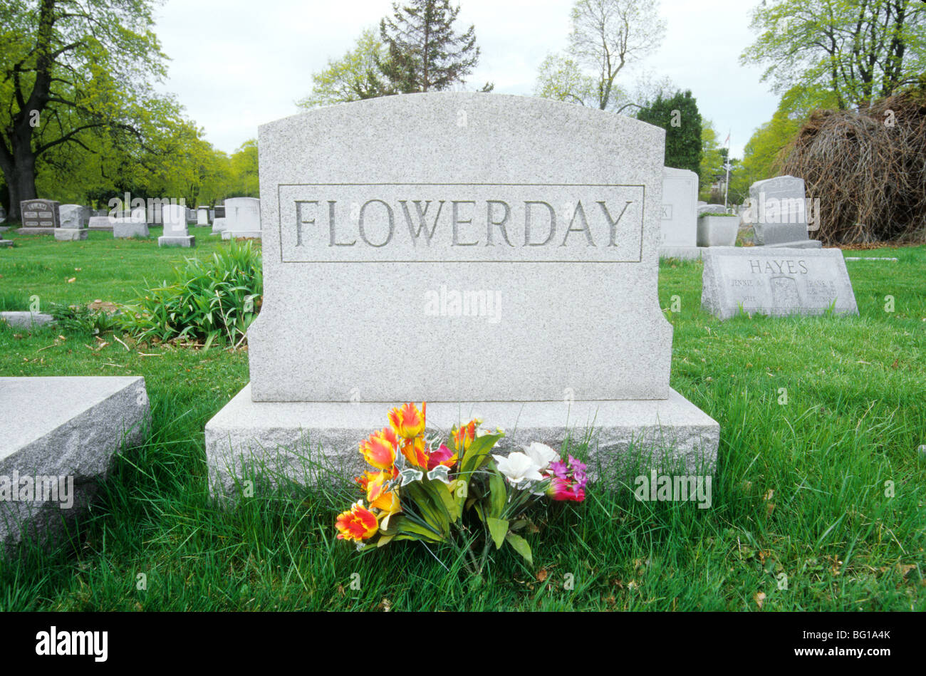 A tombstone grave marker in Rochester, New York Stock Photo Alamy