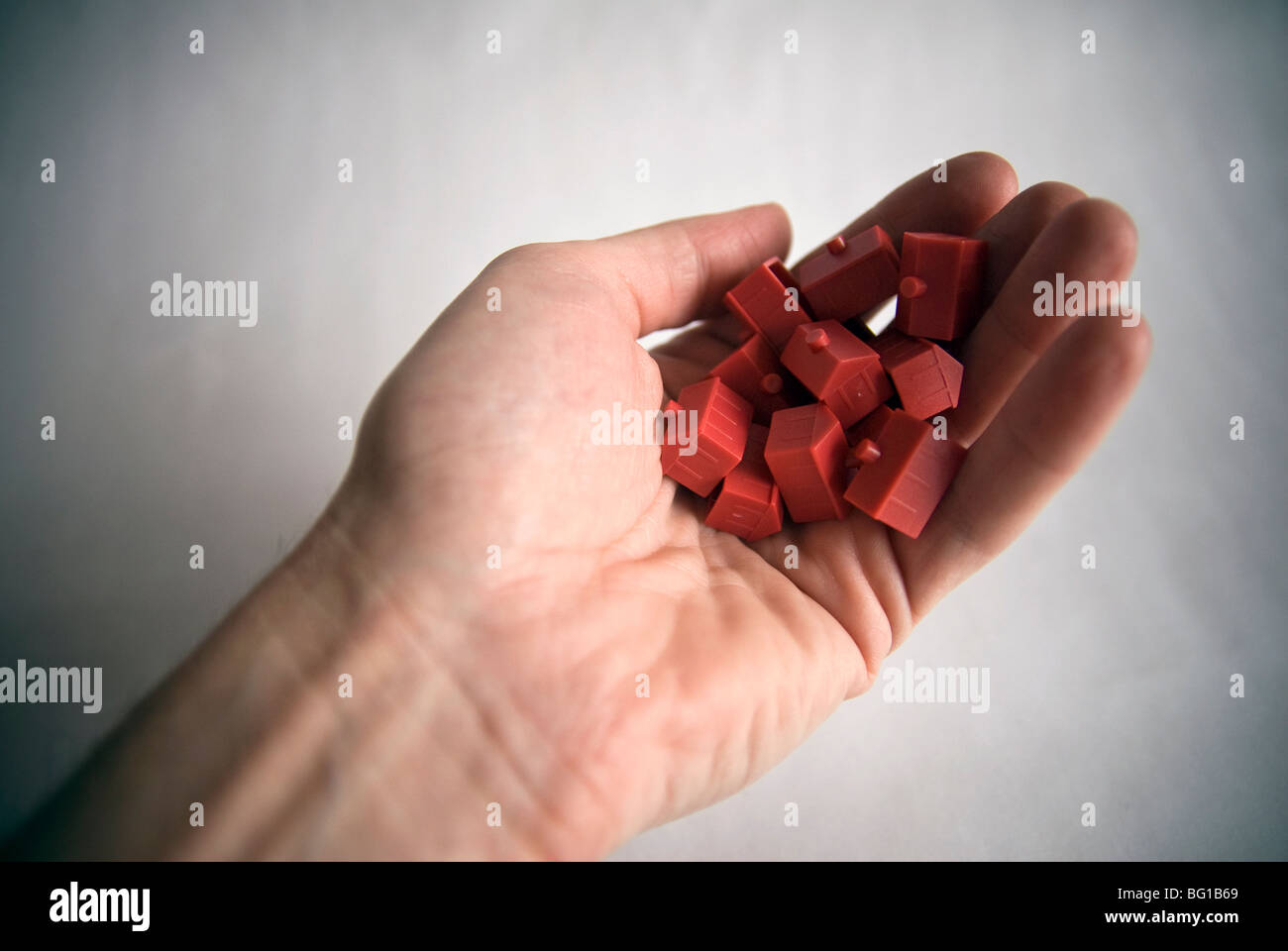 Small model houses. Property ladder, Housing market, credit crunch concepts Stock Photo