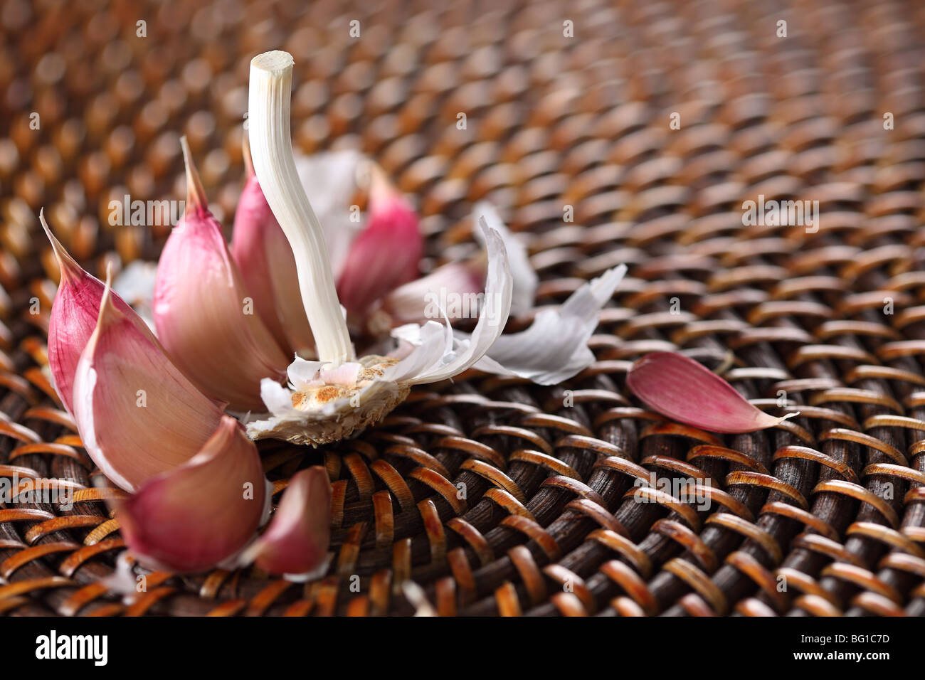An open bulb of garlic Stock Photo Alamy