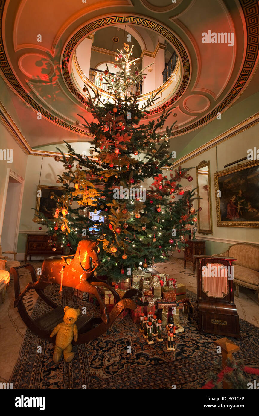 UK, England, Cheshire, Knutsford, Tatton Hall, Christmas tree Stock Photo