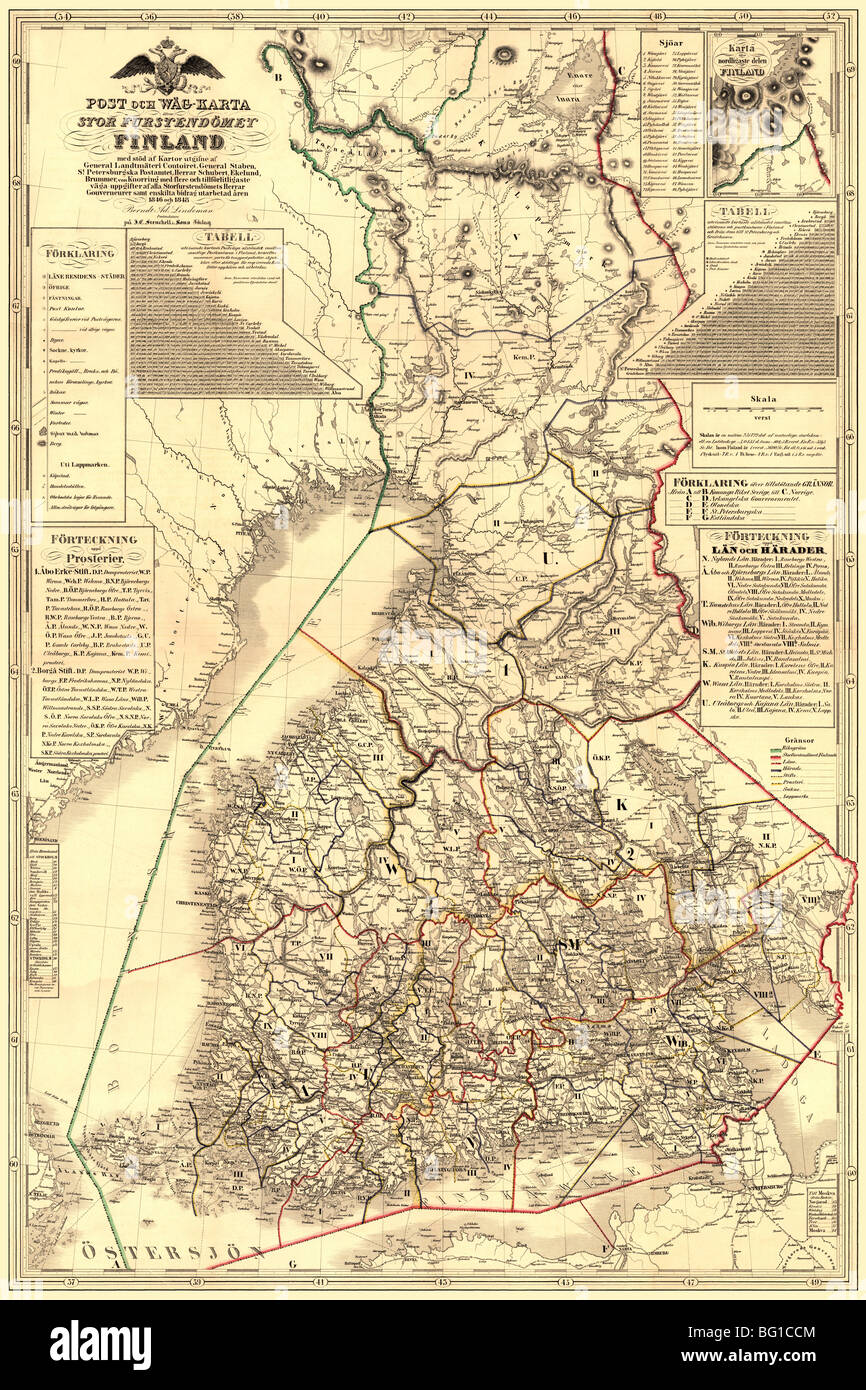 Old map of the Finland Stock Photo
